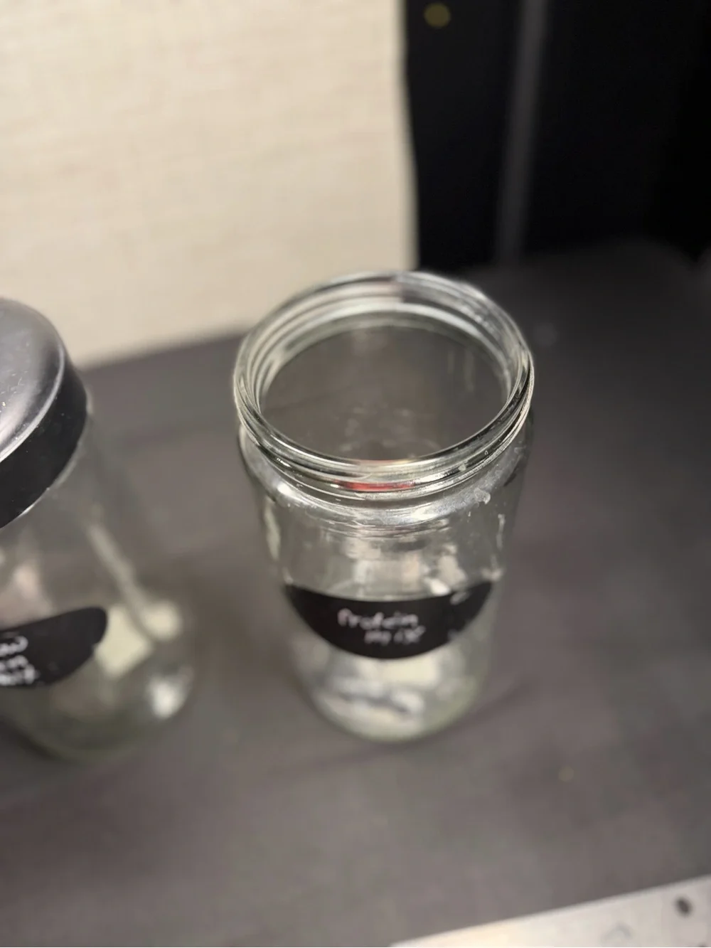 Glass Pantry Jar with Black Chalk Label Lid - Clear